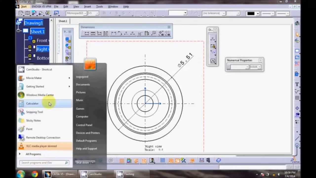 catia section view drawing