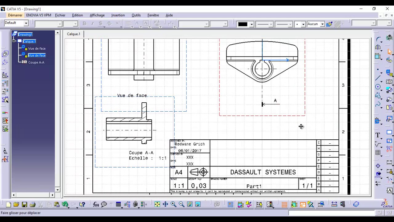 catia section view drawing